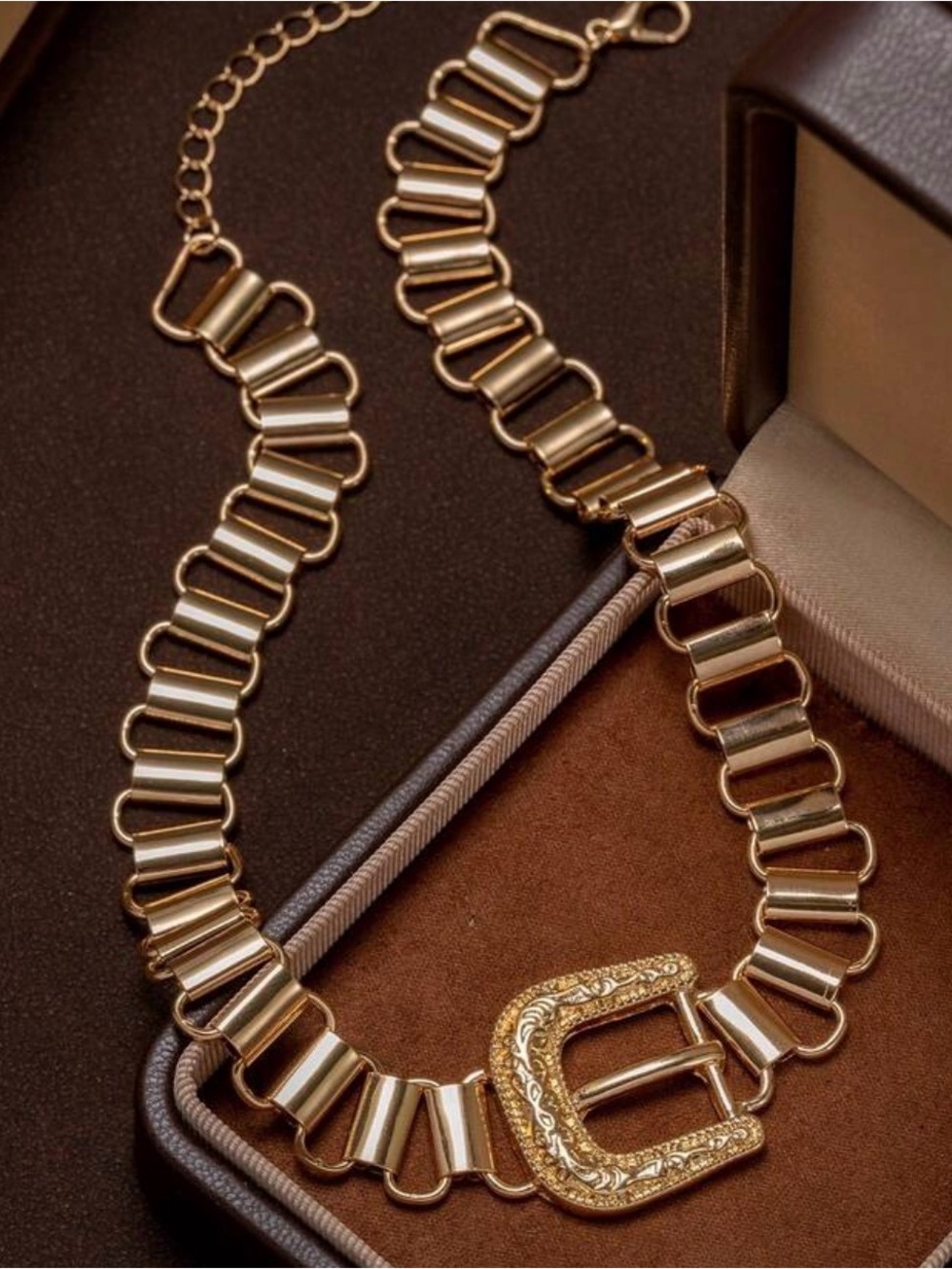 Gold Toned Buckle Choker Necklace - Picture 5 of 6